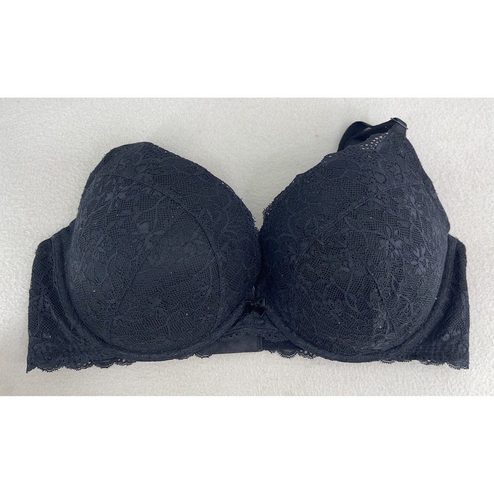 Torrid Curve Underwire Padded Push Up Plunge Bra Size 42DD Black Lace Sexy Plus